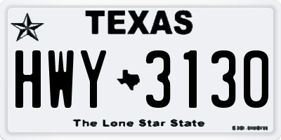 TX license plate HWY3130