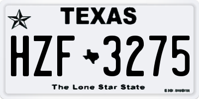 TX license plate HZF3275