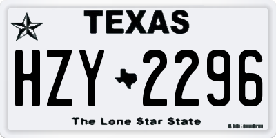 TX license plate HZY2296