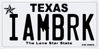 TX license plate IAMBRK