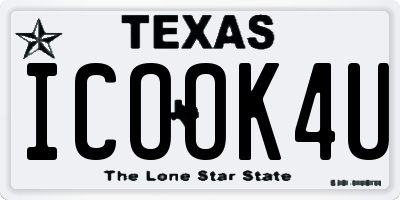 TX license plate ICOOK4U