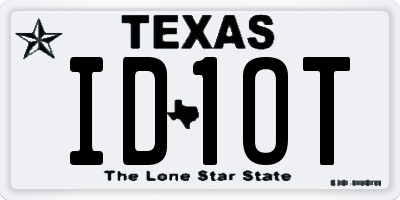 TX license plate ID1OT