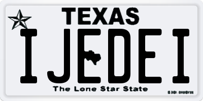 TX license plate IJEDEI