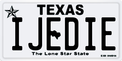 TX license plate IJEDIE