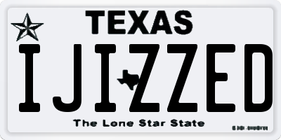 TX license plate IJIZZED