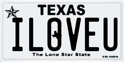 TX license plate ILOVEU