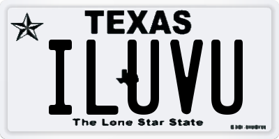 TX license plate ILUVU