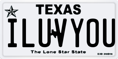 TX license plate ILUVYOU