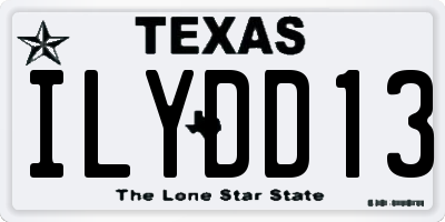 TX license plate ILYDD13