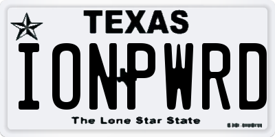 TX license plate IONPWRD