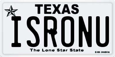 TX license plate ISRONU