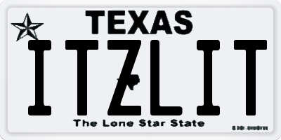 TX license plate ITZLIT