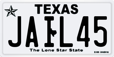 TX license plate JAIL45