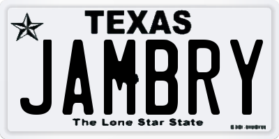 TX license plate JAMBRY