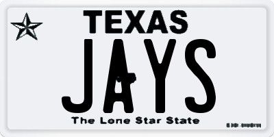 TX license plate JAYS