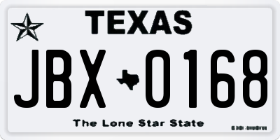 TX license plate JBX0168