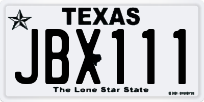 TX license plate JBX111