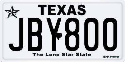 TX license plate JBY800