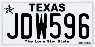 TX license plate JDW596