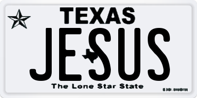 TX license plate JESUS