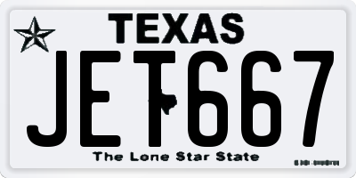 TX license plate JET667