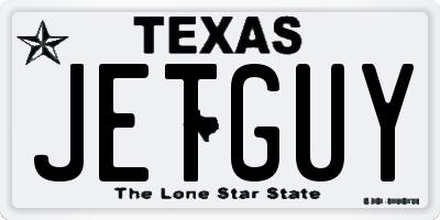 TX license plate JETGUY