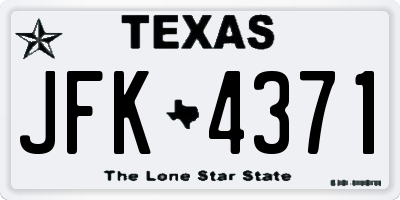 TX license plate JFK4371