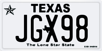 TX license plate JGX98