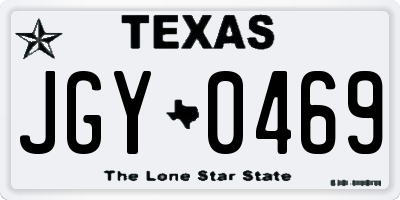 TX license plate JGY0469