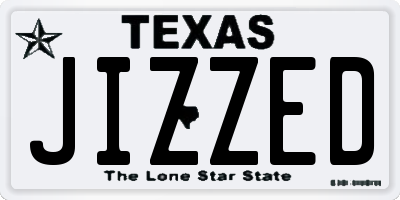 TX license plate JIZZED