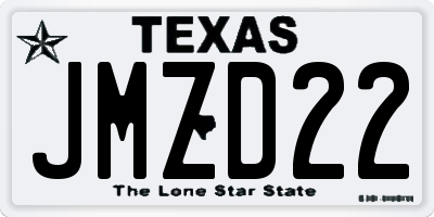 TX license plate JMZD22