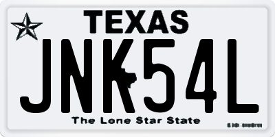 TX license plate JNK54L