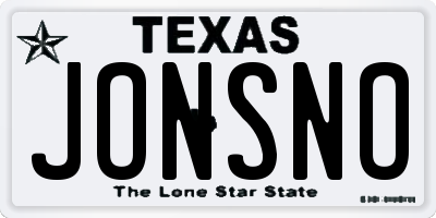 TX license plate JONSNO