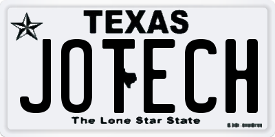 TX license plate JOTECH