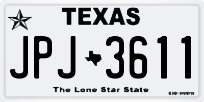 TX license plate JPJ3611