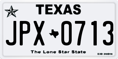 TX license plate JPX0713