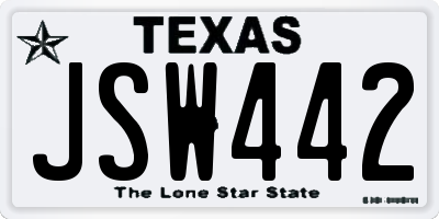 TX license plate JSW442