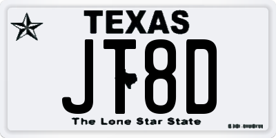 TX license plate JT8D