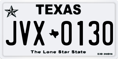 TX license plate JVX0130