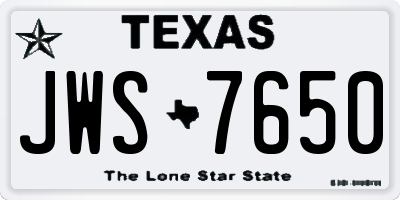 TX license plate JWS7650