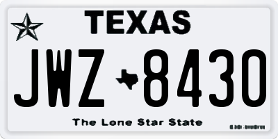 TX license plate JWZ8430