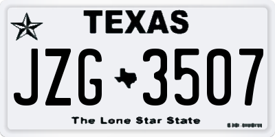 TX license plate JZG3507