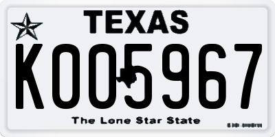 TX license plate K005967