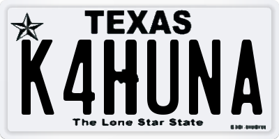 TX license plate K4HUNA