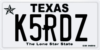 TX license plate K5RDZ