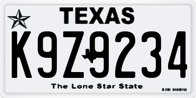 TX license plate K9Z9234