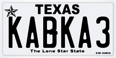 TX license plate KABKA3