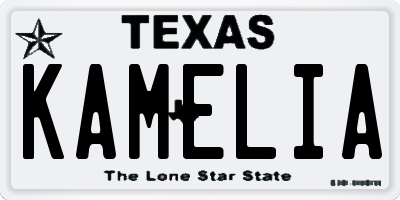 TX license plate KAMELIA