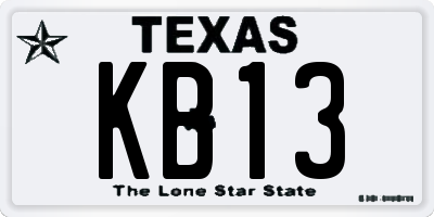 TX license plate KB13