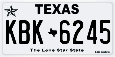 TX license plate KBK6245